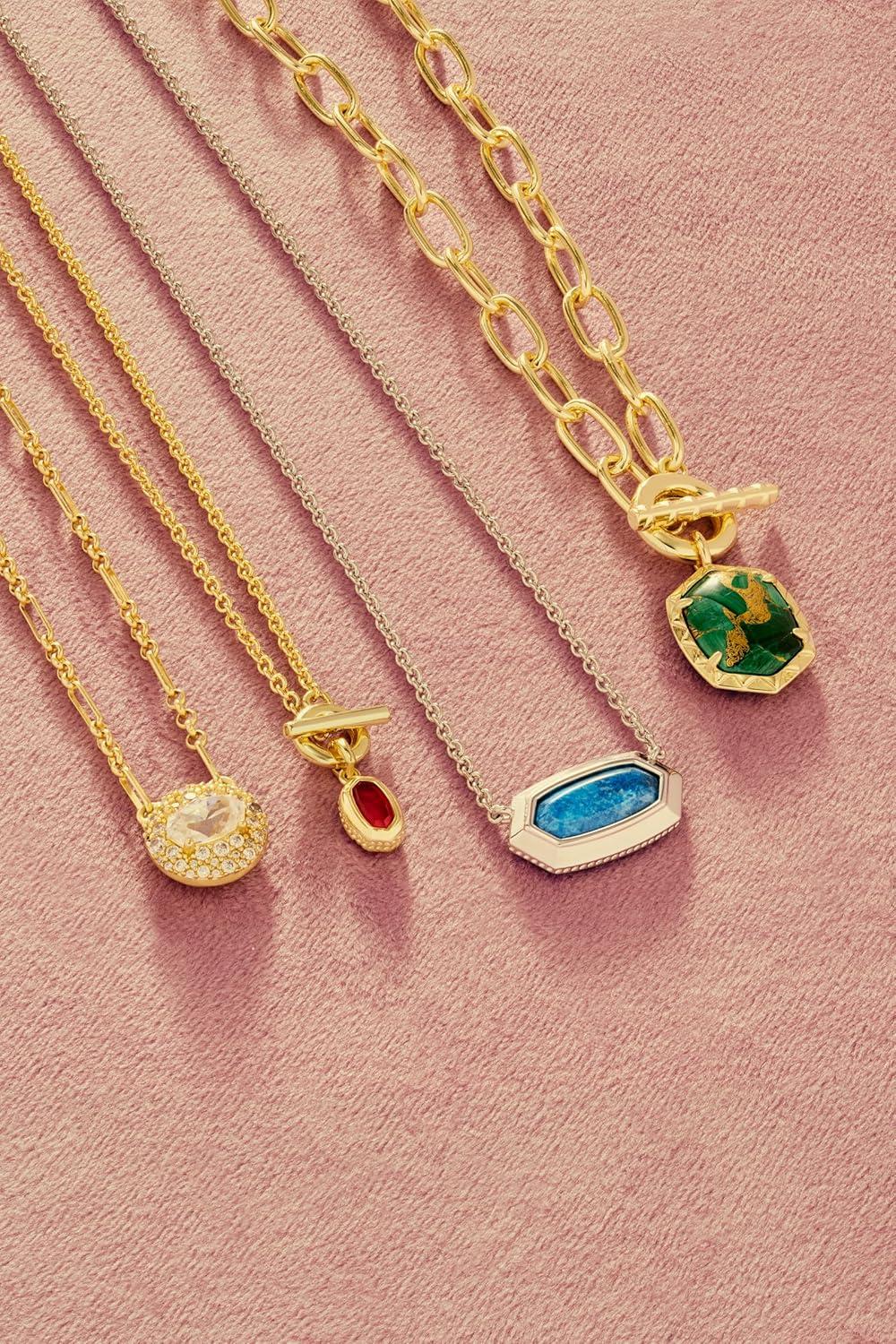 image:imageKendra Scott Mini Elisa Toggle Short Pendant Necklace Fashion Jewelry for WomenRHODIUM VARIEGATED INDIGO MAGNESITE