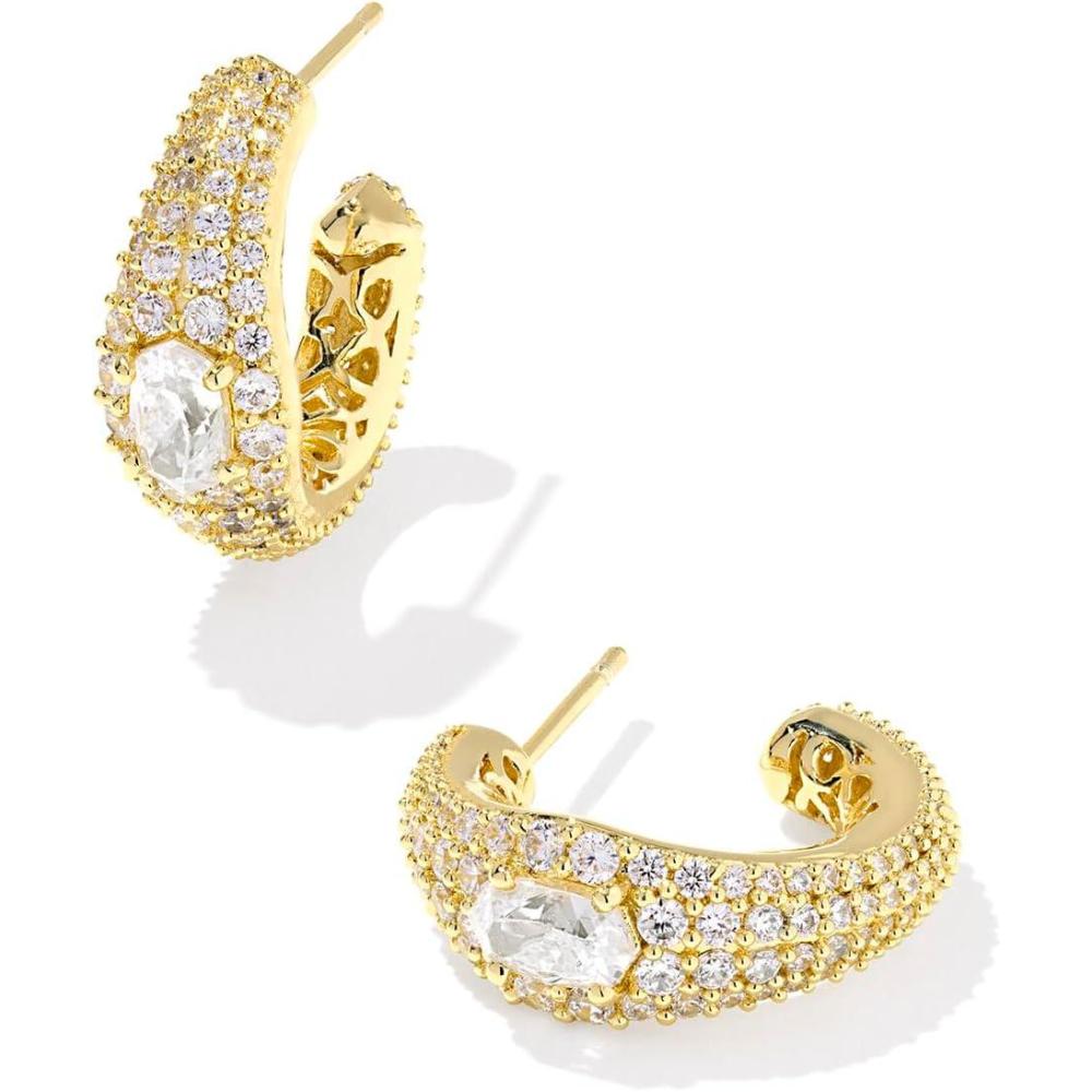 image:imageKendra Scott Bella Hoop Earrings Fashion Jewelry for WomenGOLD WHITE CZ
