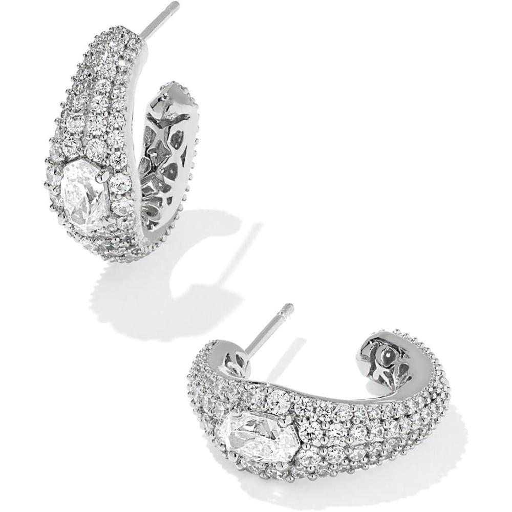 image:imageKendra Scott Bella Hoop Earrings Fashion Jewelry for WomenRHODIUM WHITE CZ
