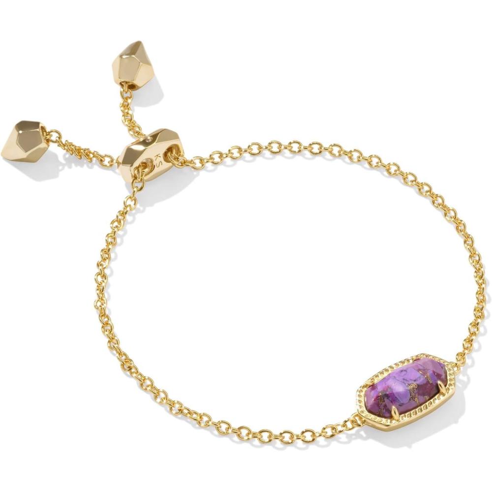 image:imageKendra Scott Elaina Adjustable Chain Bracelet for Women Fashion Jewelry GoldPlatedGOLD  BRONZED VEINED VIOLET MAGNESITE