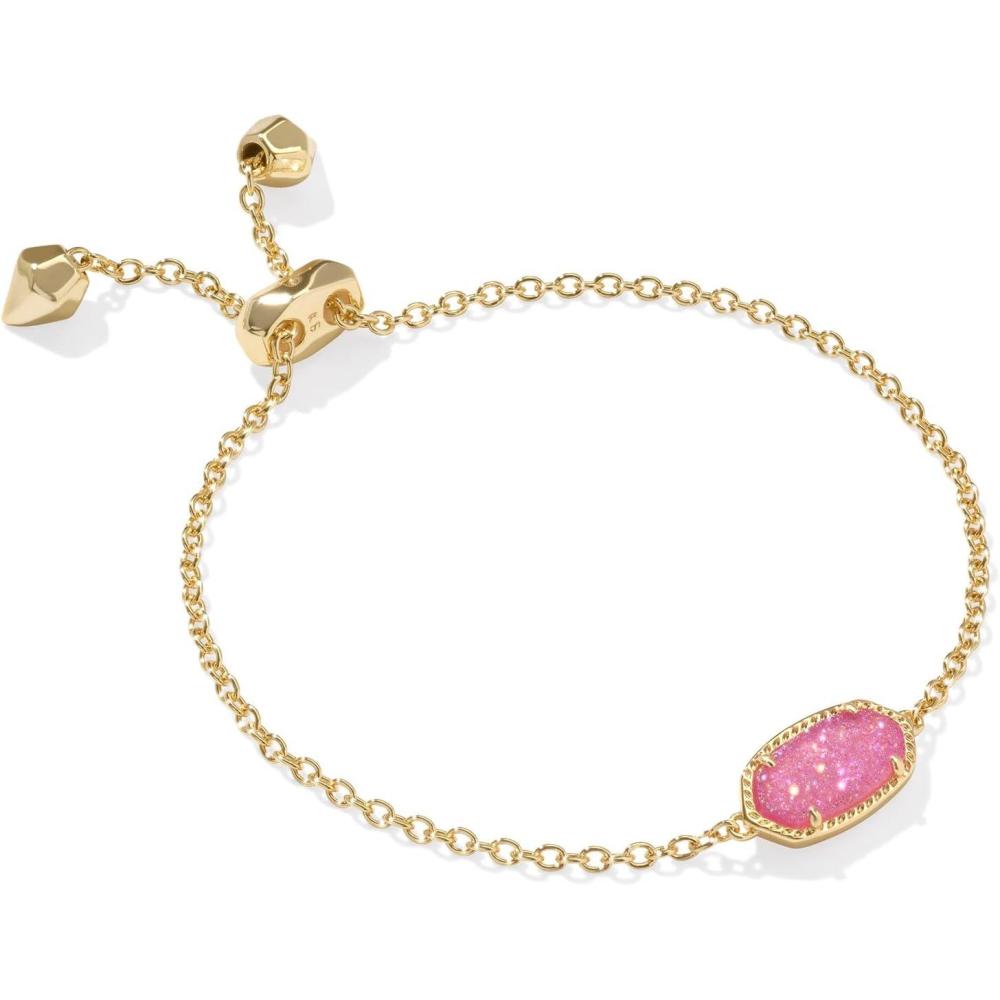 image:imageKendra Scott Elaina Adjustable Chain Bracelet for Women Fashion Jewelry GoldPlatedGOLD HOT PINK DRUSY