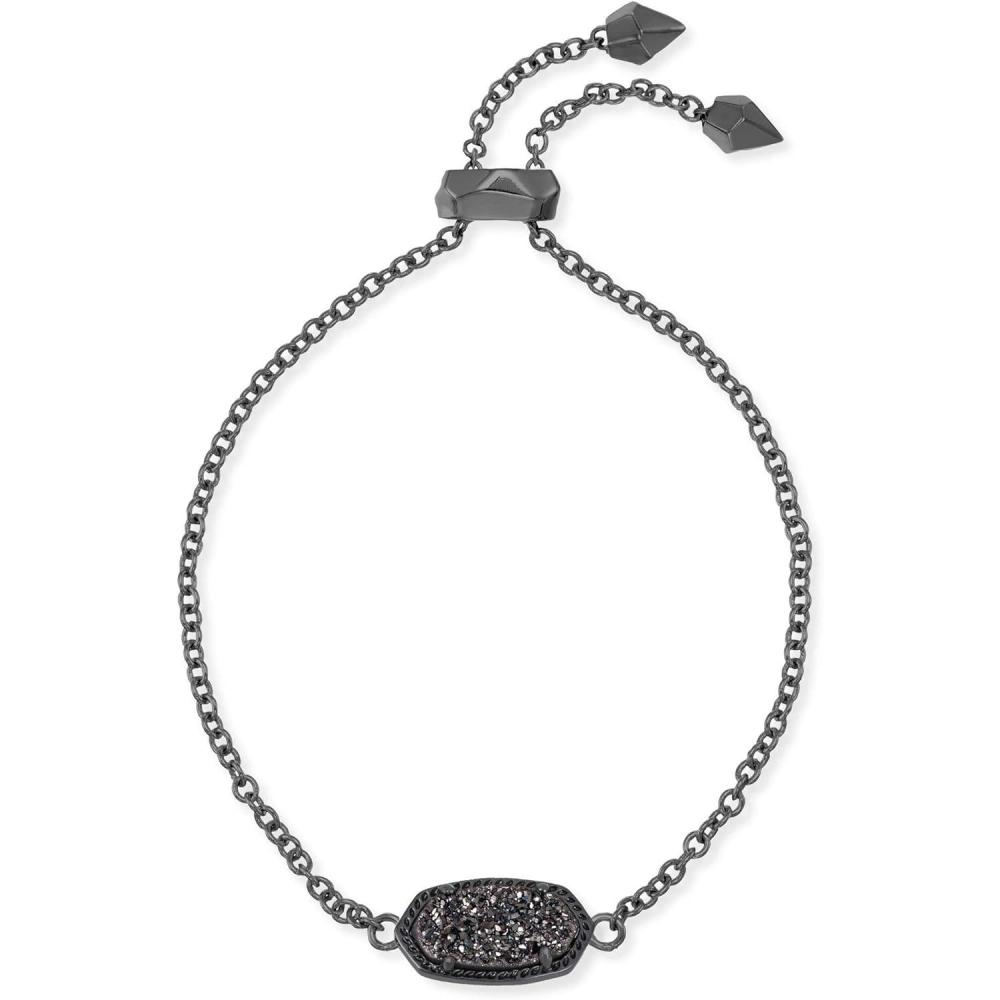 image:imageKendra Scott Elaina Adjustable Chain Bracelet for Women Fashion Jewelry GoldPlatedGUNMETAL BLACK DRUSY
