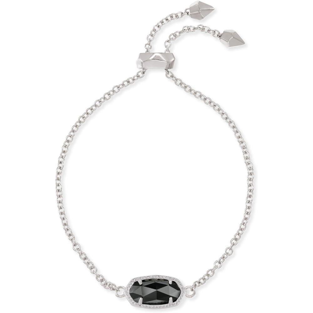 image:imageKendra Scott Elaina Adjustable Chain Bracelet for Women Fashion Jewelry GoldPlatedRHODIUM BLACK OPAQUE GLASS