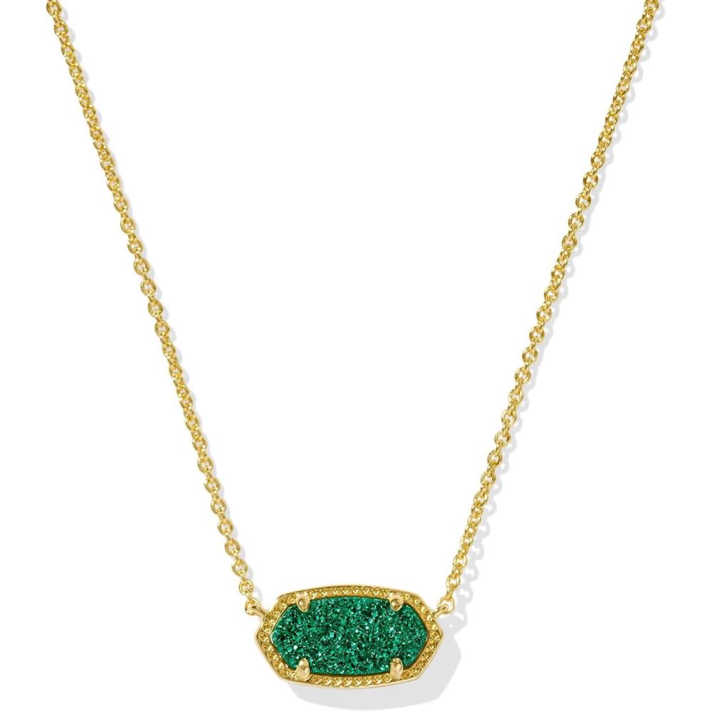 image:imageKendra Scott Elisa Pendant Necklace for Women Fashion Jewelry 14k GoldPlatedGOLD EMERALD DRUSY