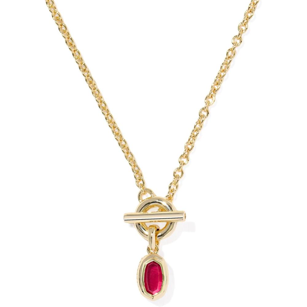 image:imageKendra Scott Mini Elisa Toggle Short Pendant Necklace Fashion Jewelry for WomenGOLD CARMINE RED ILLUSION