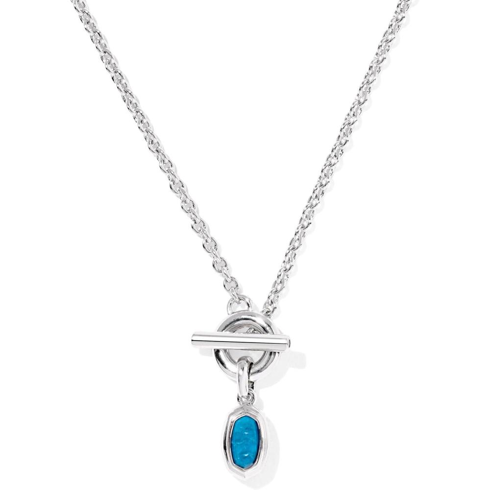image:imageKendra Scott Mini Elisa Toggle Short Pendant Necklace Fashion Jewelry for WomenRHODIUM  VARIEGATED INDIGO MAGNESITE