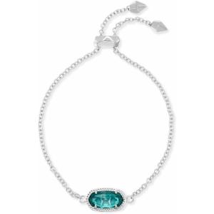 Kendra Scott Elaina Adjustable Chain Bracelet for Women, Fashion Jewelry, Gold-Plated(RHODIUM – LONDON BLUE)