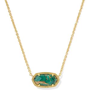 Kendra Scott Elisa Pendant Necklace for Women, Fashion Jewelry, 14k Gold-Plated(GOLD – BRONZE VEINED GREEN MALACHITE)