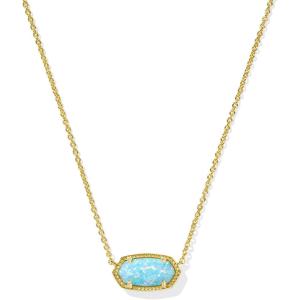 Kendra Scott Elisa Pendant Necklace for Women, Fashion Jewelry, 14k Gold-Plated(GOLD – LIGHT TEAL KYOCERA OPAL)