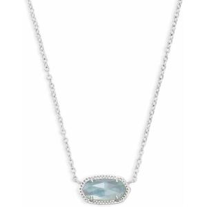 Kendra Scott Elisa Pendant Necklace for Women, Fashion Jewelry, 14k Gold-Plated(RHODIUM – LIGHT BLUE ILLUSION)