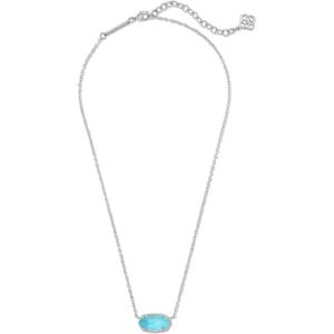 Kendra Scott Elisa Pendant Necklace for Women, Fashion Jewelry, 14k Gold-Plated(RHODIUM – TURQUOISE)