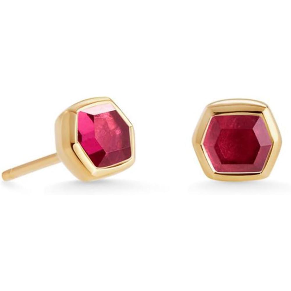 image:imageKendra Scott Davie Stud Earrings Fine Jewelry for Women18K GOLD VERMEIL RED GARNET