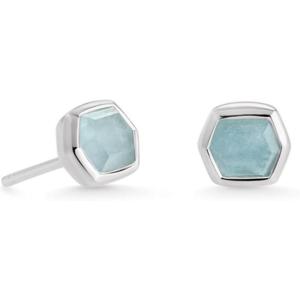Kendra Scott Davie Stud Earrings, Fine Jewelry for Women(STERLING SILVER – AQUAMARINE)