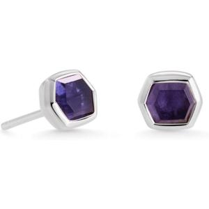 Kendra Scott Davie Stud Earrings, Fine Jewelry for Women(STERLING SILVER – IOLITE)