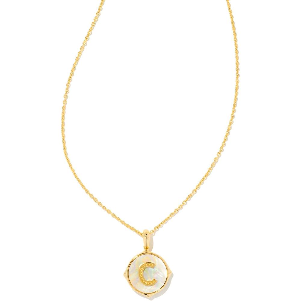 image:imageKendra Scott 14k GoldPlated Brass Letter AZ Disc Reversible Pendant Necklace Fashion Jewelry for WomenLetter C