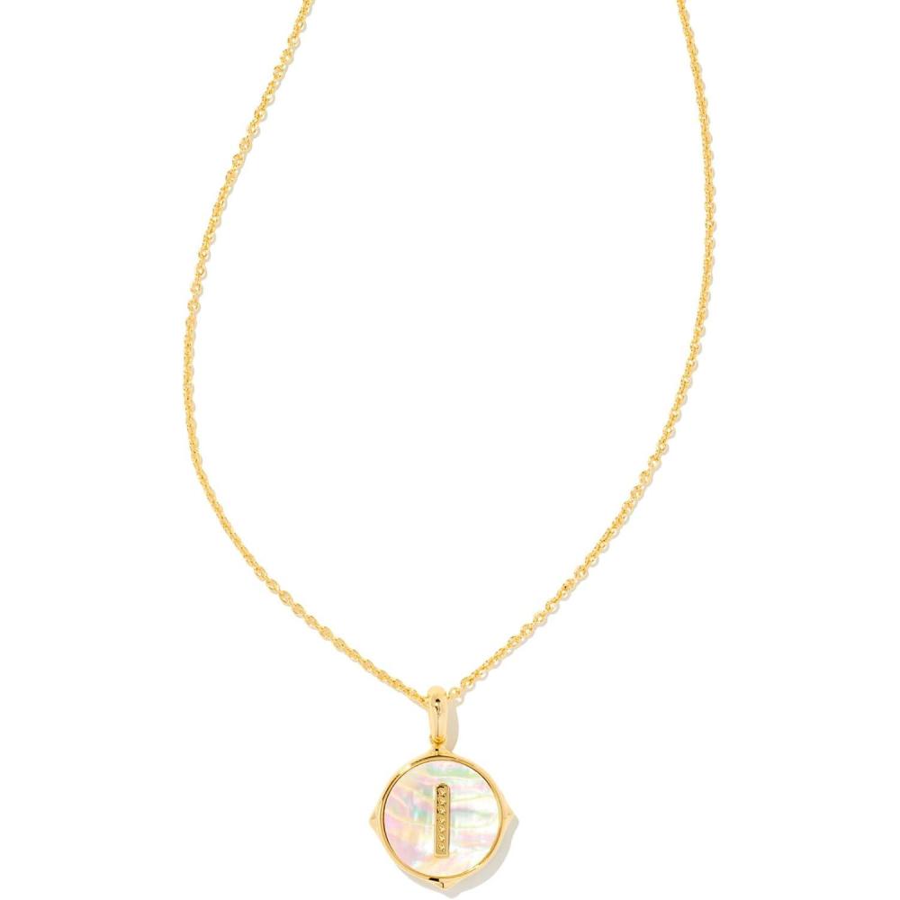 image:imageKendra Scott 14k GoldPlated Brass Letter AZ Disc Reversible Pendant Necklace Fashion Jewelry for WomenLetter I