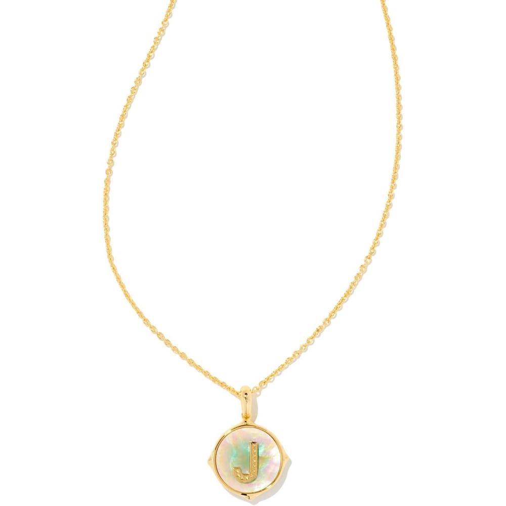 image:imageKendra Scott 14k GoldPlated Brass Letter AZ Disc Reversible Pendant Necklace Fashion Jewelry for WomenLetter J