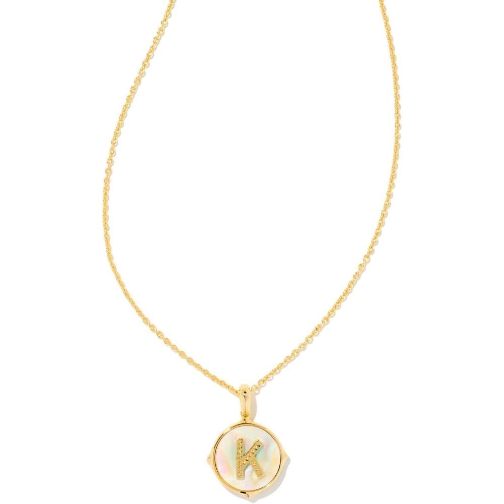 image:imageKendra Scott 14k GoldPlated Brass Letter AZ Disc Reversible Pendant Necklace Fashion Jewelry for WomenLetter K
