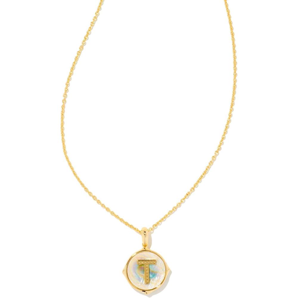 image:imageKendra Scott 14k GoldPlated Brass Letter AZ Disc Reversible Pendant Necklace Fashion Jewelry for WomenLetter T