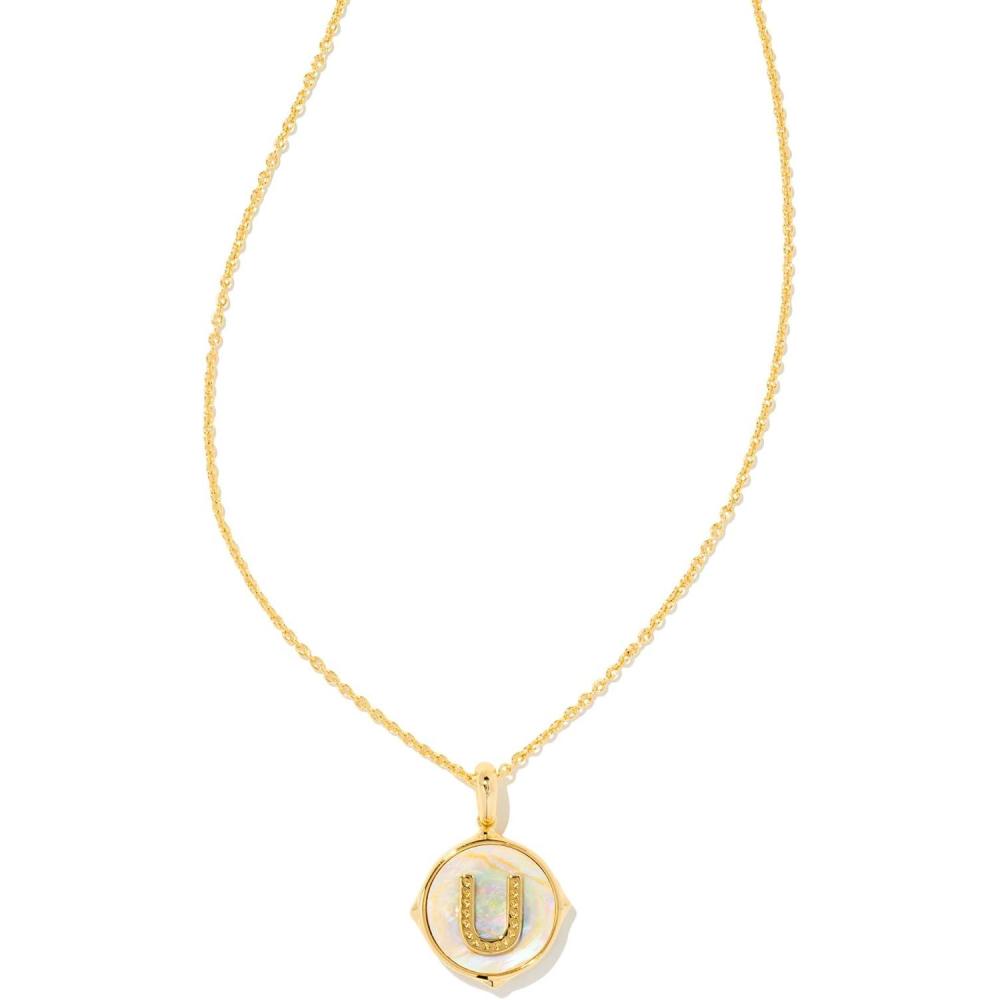 image:imageKendra Scott 14k GoldPlated Brass Letter AZ Disc Reversible Pendant Necklace Fashion Jewelry for WomenLetter U