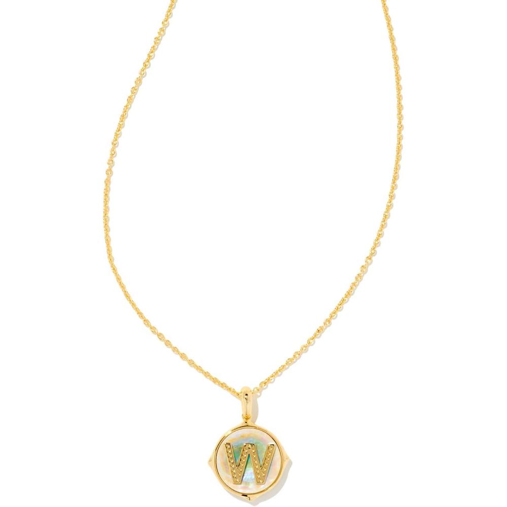 image:imageKendra Scott 14k GoldPlated Brass Letter AZ Disc Reversible Pendant Necklace Fashion Jewelry for WomenLetter W