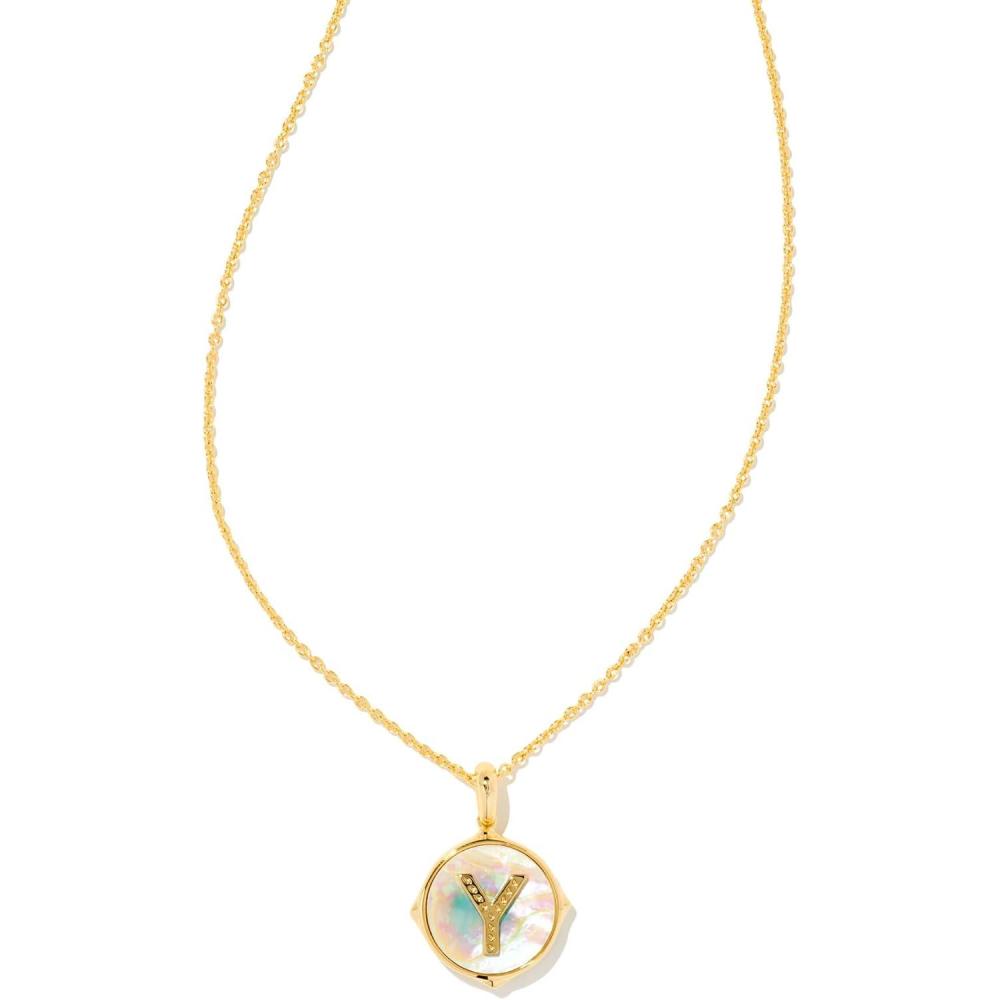 image:imageKendra Scott 14k GoldPlated Brass Letter AZ Disc Reversible Pendant Necklace Fashion Jewelry for WomenLetter Y