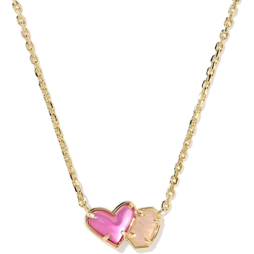 image:imageKendra Scott Ari Heart Emilie Pendant Necklace Fashion Jewelry for WomenGOLD AZALEA ILLUSION AND ROSE QUARTZ