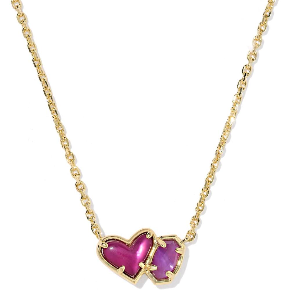 image:imageKendra Scott Ari Heart Emilie Pendant Necklace Fashion Jewelry for WomenGOLD FUCHSIA MAGNESITEPURPLE MOP