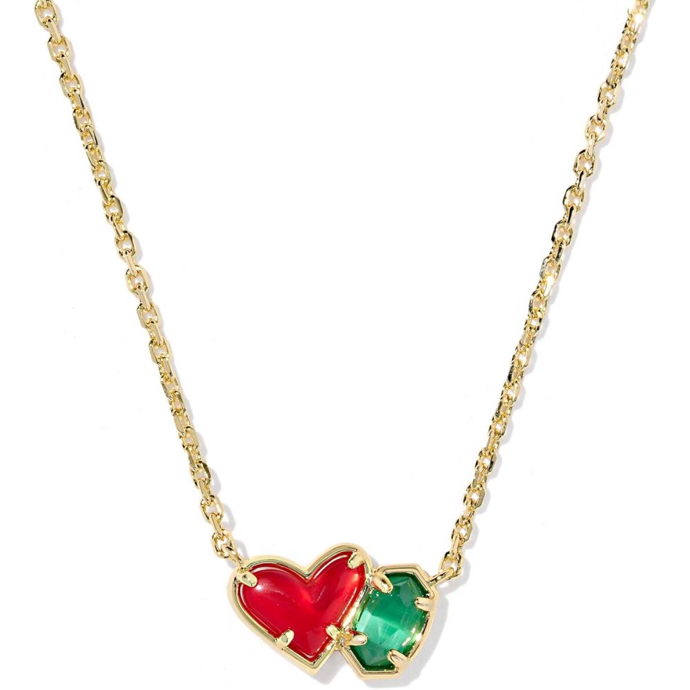 image:imageKendra Scott Ari Heart Emilie Pendant Necklace Fashion Jewelry for WomenGOLD RED ILLUSION AND EMERALD CATS EYE