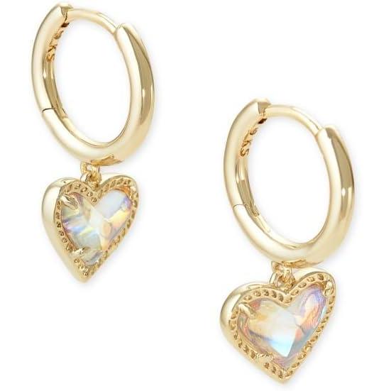 image:imageKendra Scott Ari Heart Huggie Earrings for Women Fashion JewelryGOLD IRIDESCENT DICHROIC GLASS
