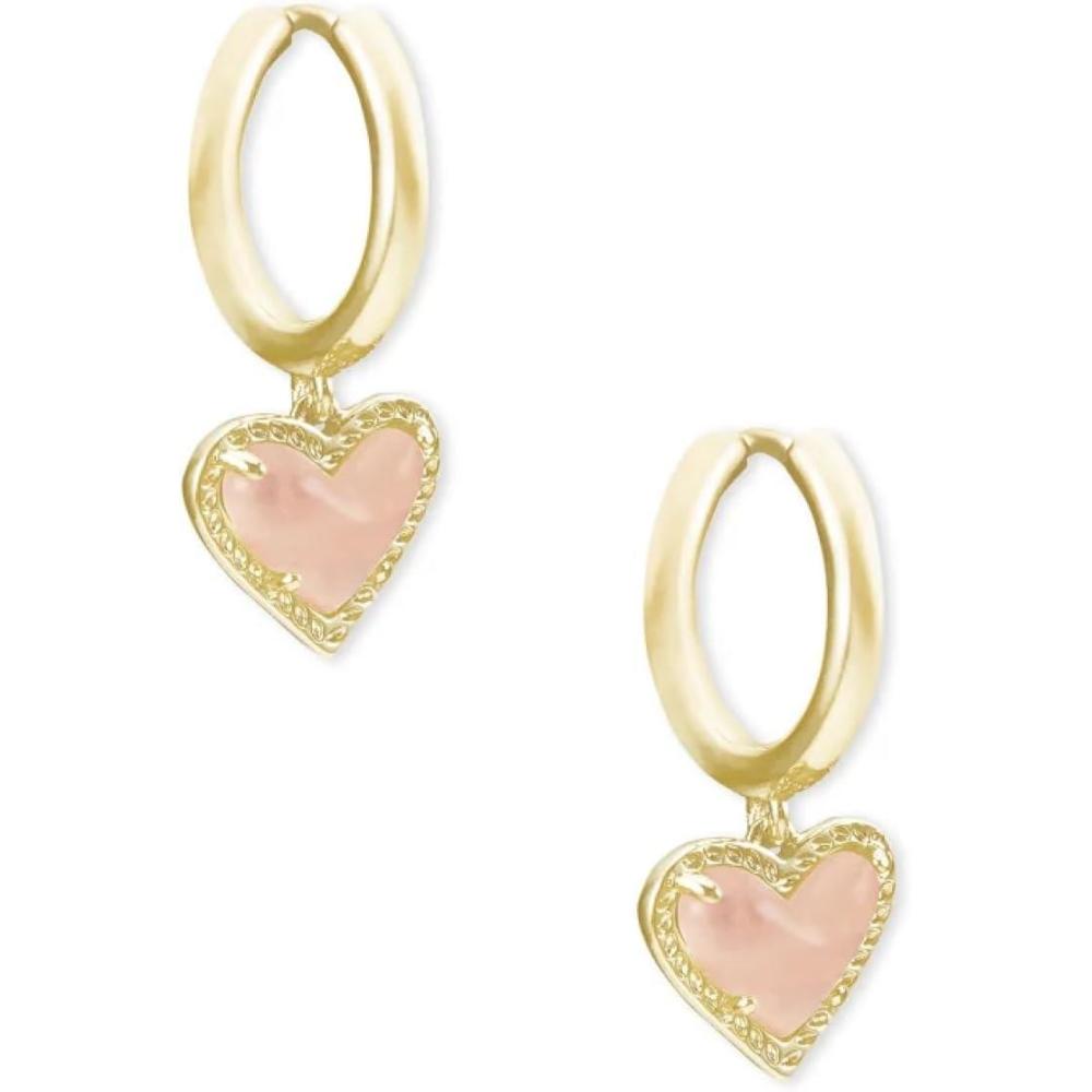 image:imageKendra Scott Ari Heart Huggie Earrings for Women Fashion JewelryGOLD ROSE QUARTZ