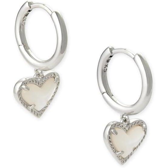 image:imageKendra Scott Ari Heart Huggie Earrings for Women Fashion JewelryRHODIUM IVORY MOTHER OF PEARL