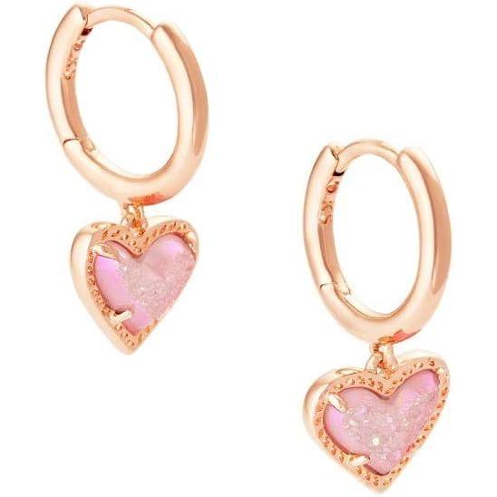 image:imageKendra Scott Ari Heart Huggie Earrings for Women Fashion JewelryROSE GOLD PINK DRUSY