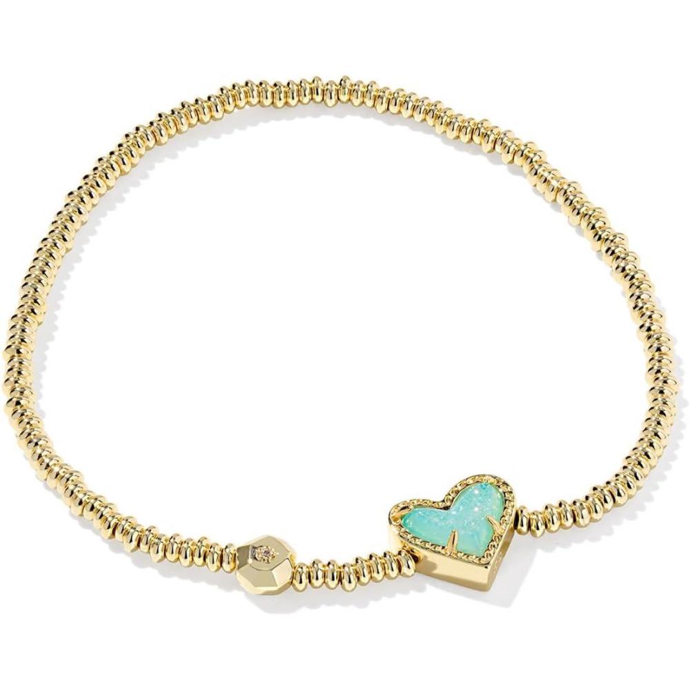 image:imageKendra Scott Ari Heart Stretch Bracelet Fashion Jewelry for WomenGOLD BRIGHT AQUA DRUSY