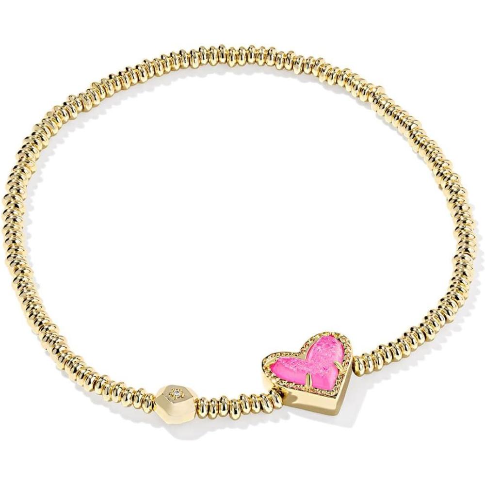 image:imageKendra Scott Ari Heart Stretch Bracelet Fashion Jewelry for WomenGOLD HOT PINK DRUSY