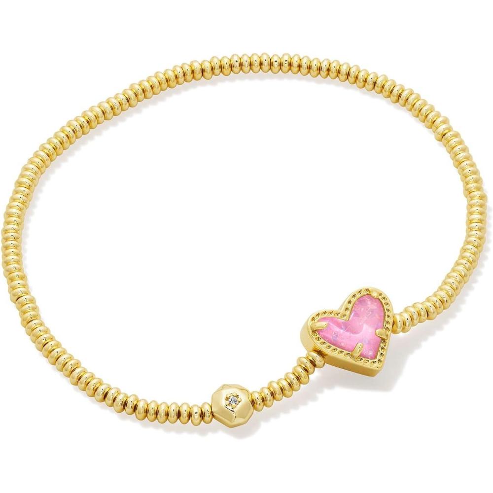 image:imageKendra Scott Ari Heart Stretch Bracelet Fashion Jewelry for WomenGOLD PINK IRIDESCENT GLITTER GLASS