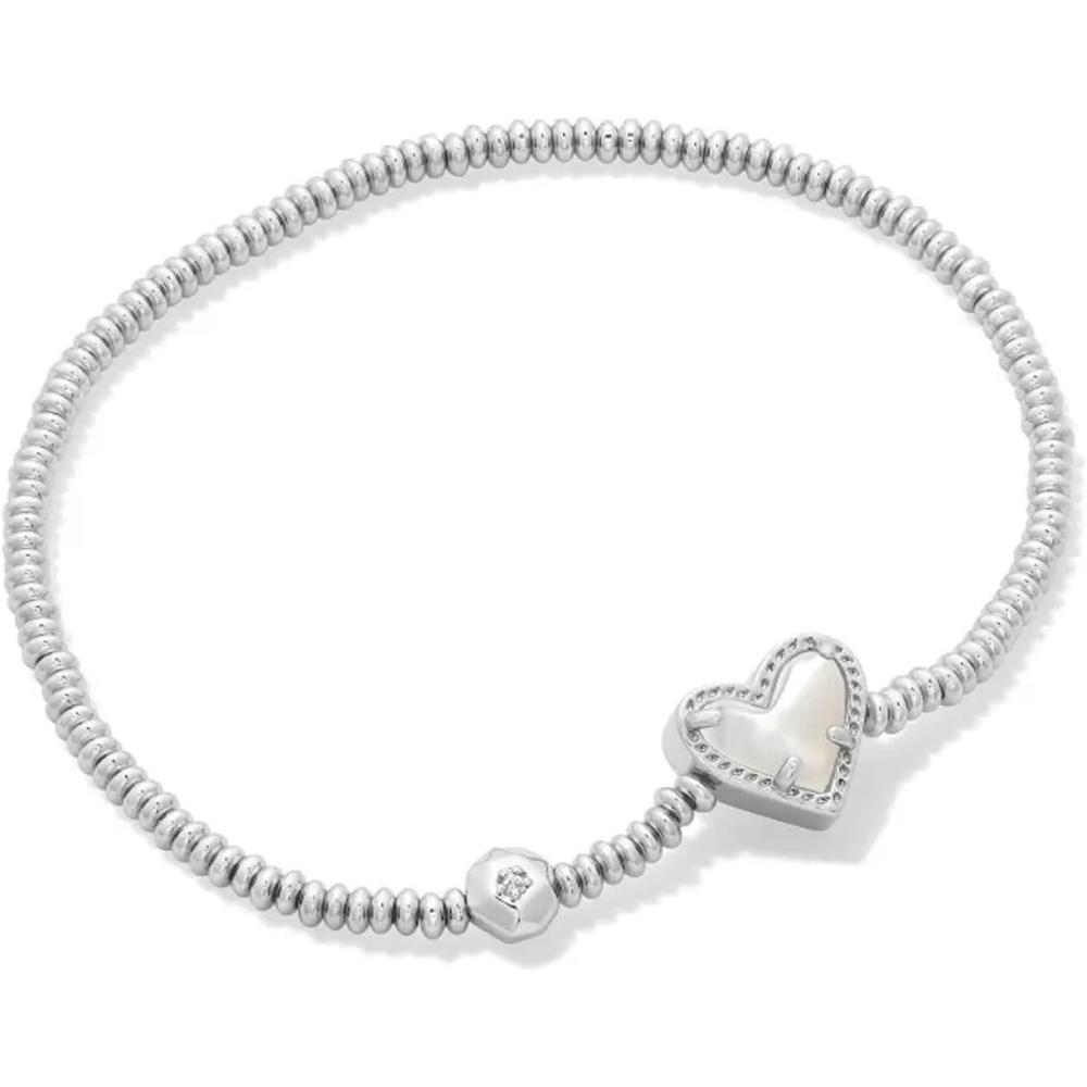 image:imageKendra Scott Ari Heart Stretch Bracelet Fashion Jewelry for WomenRHODIUM IVORY MOTHER OF PEARL