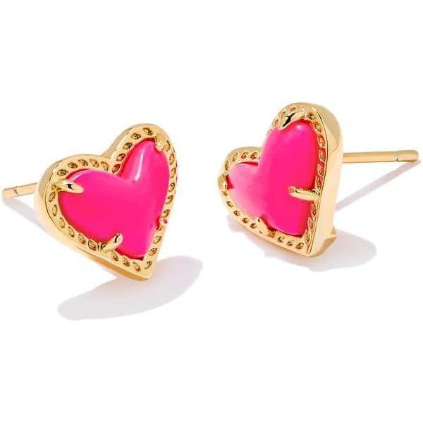 image:imageKendra Scott Ari Heart Stud Earrings for Women Fashion JewelryGOLD  NEON PINK