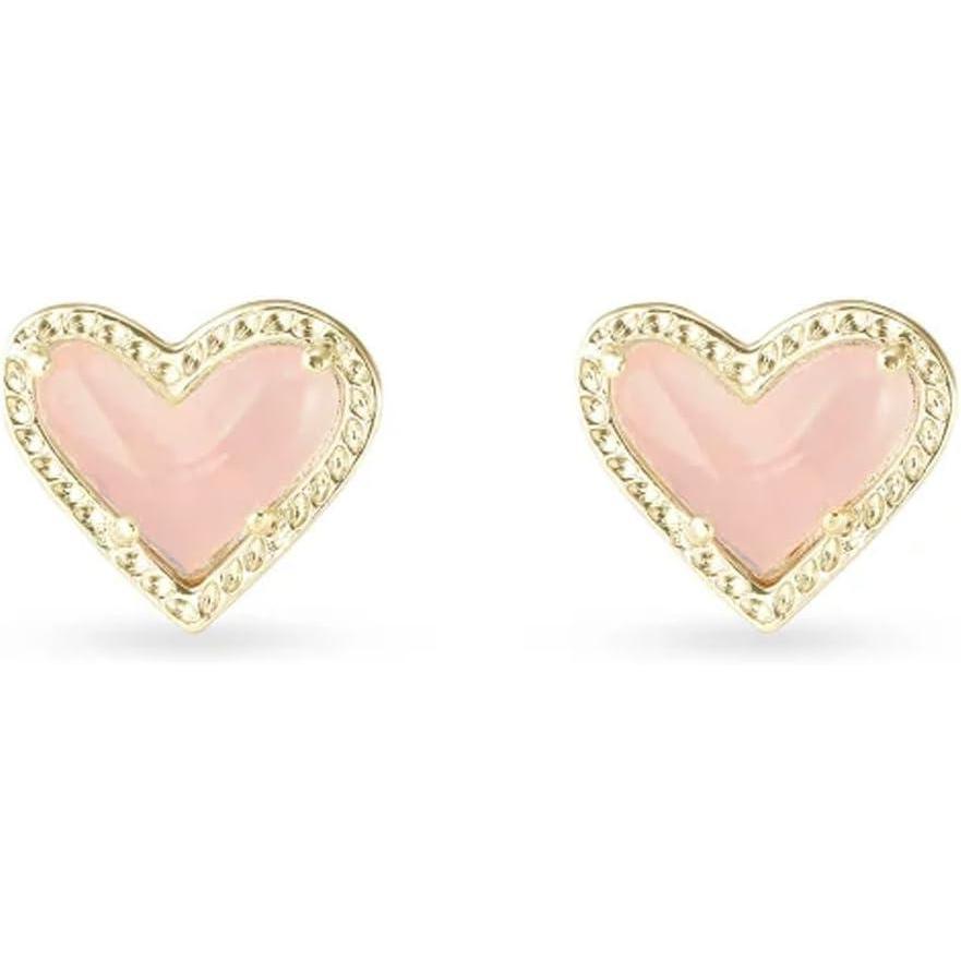 image:imageKendra Scott Ari Heart Stud Earrings for Women Fashion JewelryGOLD ROSE QUARTZ