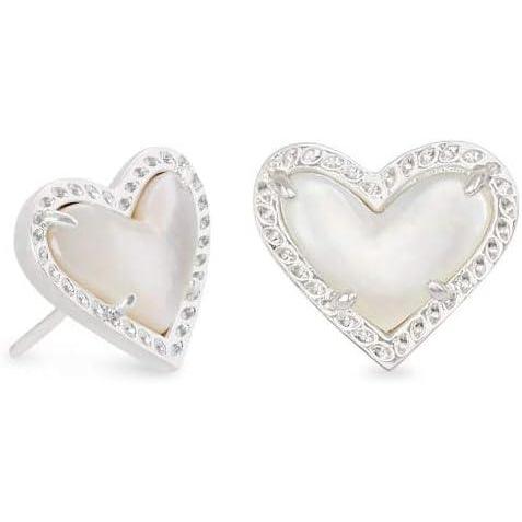 image:imageKendra Scott Ari Heart Stud Earrings for Women Fashion JewelryRHODIUM  IVORY MOTHER OF PEARL