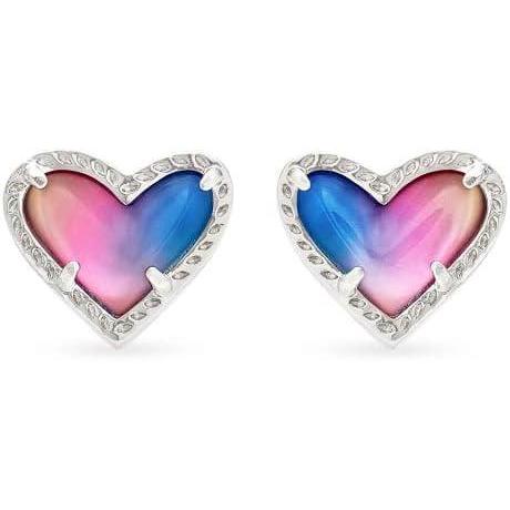 image:imageKendra Scott Ari Heart Stud Earrings for Women Fashion JewelryRHODIUM  WATERCOLOR PEARLIZED CLEAR GLASS