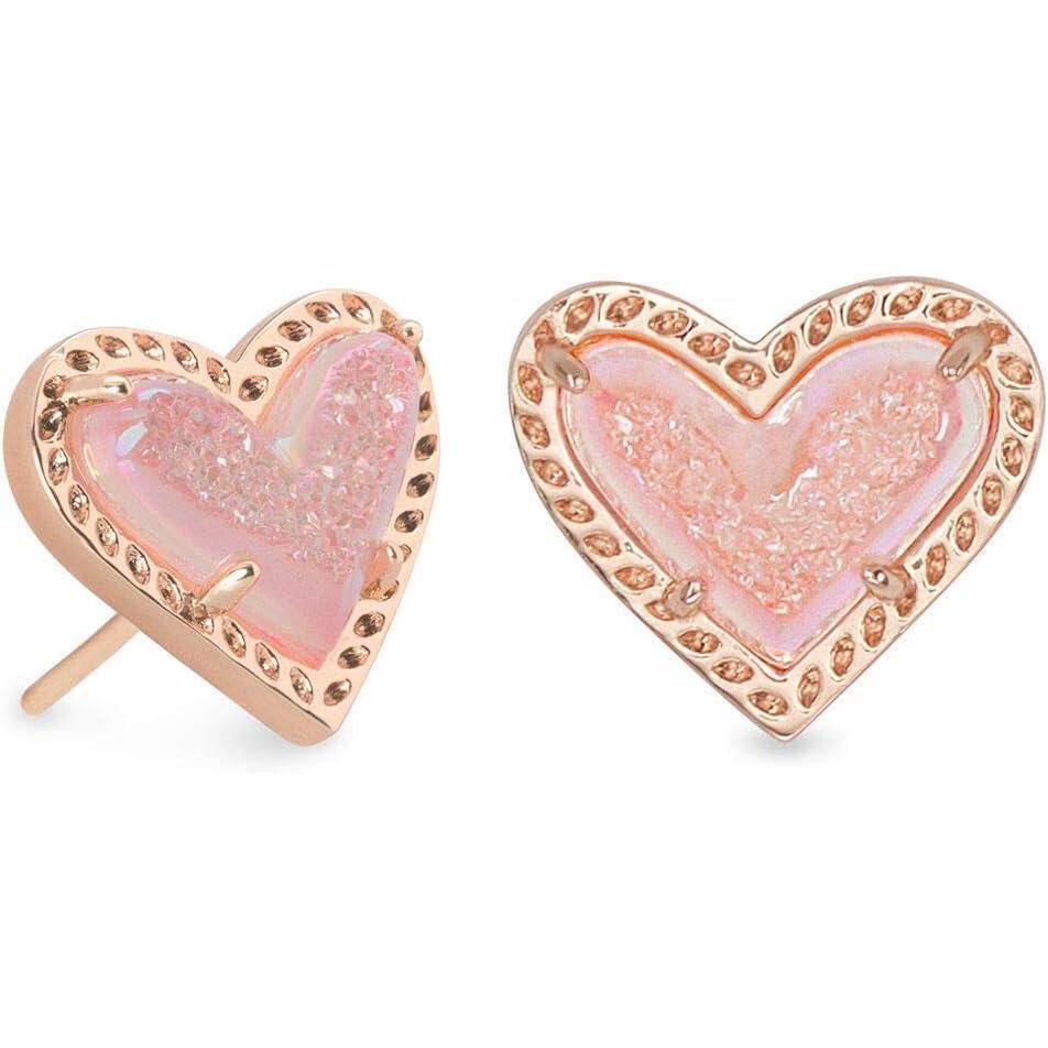 image:imageKendra Scott Ari Heart Stud Earrings for Women Fashion JewelryROSE GOLD PINK DRUSY