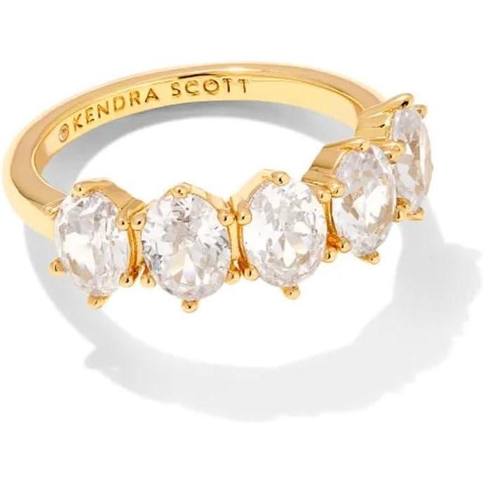 image:imageKendra Scott Cailin 14k Crystal Band Ring Fashion Jewelry For WomenGOLD METAL WHITE CUBIC ZIRCONIA