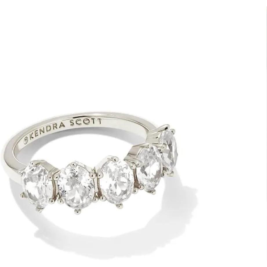 image:imageKendra Scott Cailin 14k Crystal Band Ring Fashion Jewelry For WomenRHODIUM METAL WHITE CUBIC ZIRCONIA