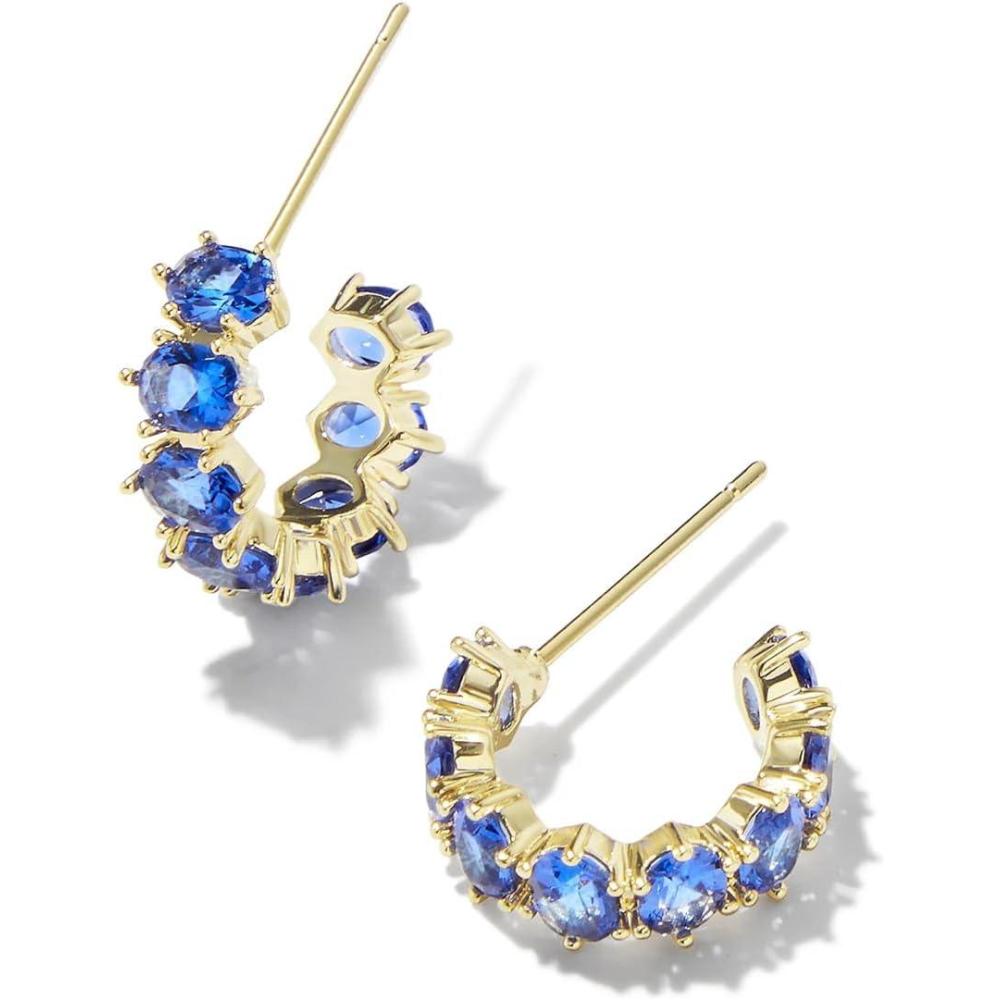 image:imageKendra Scott Cailin Crystal Huggie Earrings Fashion Jewelry For WomenGOLD BLUE CRYSTAL