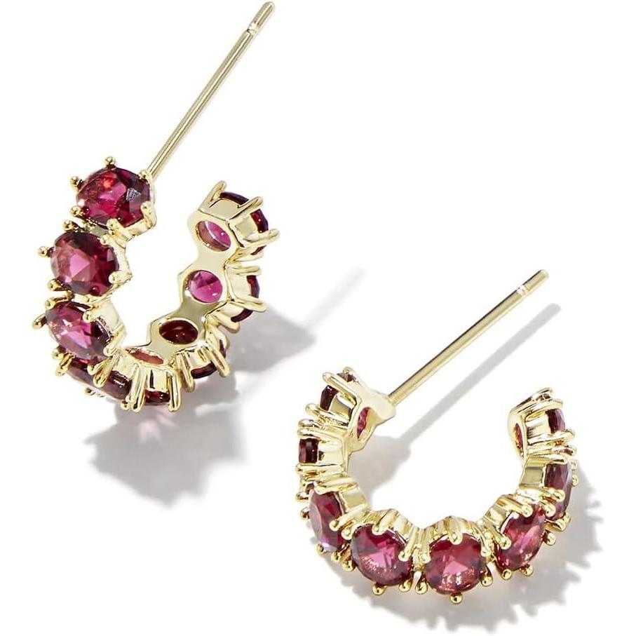 image:imageKendra Scott Cailin Crystal Huggie Earrings Fashion Jewelry For WomenGOLD BURGUNDY CRYSTAL