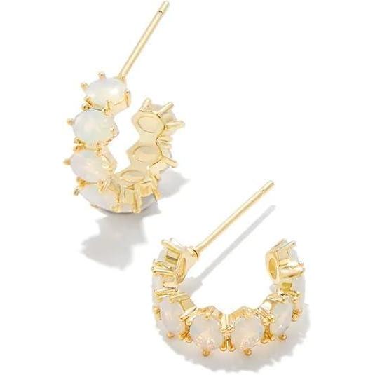 image:imageKendra Scott Cailin Crystal Huggie Earrings Fashion Jewelry For WomenGOLD CHAMPAGNE OPAL CRYSTAL