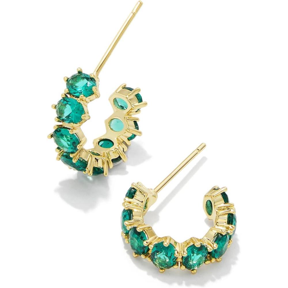 image:imageKendra Scott Cailin Crystal Huggie Earrings Fashion Jewelry For WomenGOLD GREEN CRYSTAL