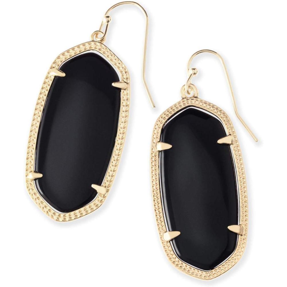 image:imageKendra Scott Elle Drop Earrings for WomenGOLD BLACK OPAQUE GLASS