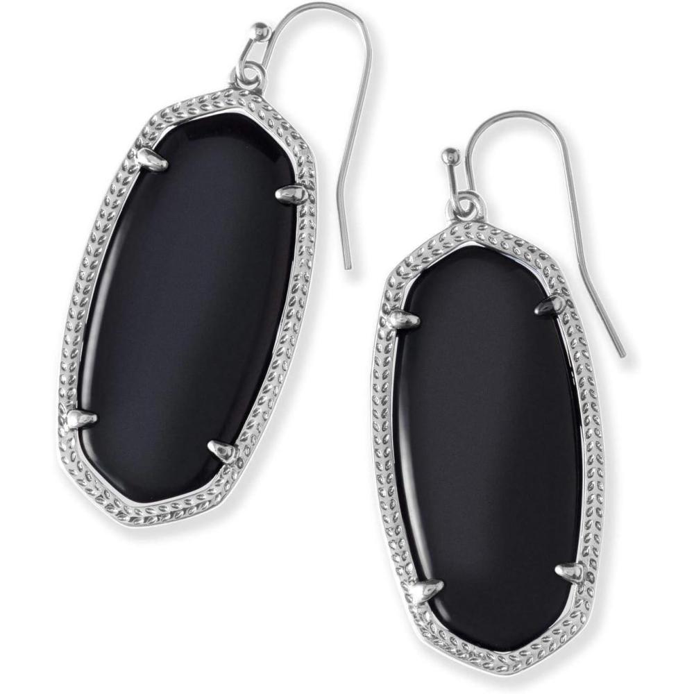 image:imageKendra Scott Elle Drop Earrings for WomenRHODIUM BLACK OPAQUE GLASS